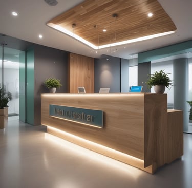 An architectural interior view featuring a large, curved wooden structure with layered patterns. A ceiling skylight in a geometric design allows natural light to filter through, casting a soft glow on the sleek wooden surfaces. Recessed lighting along the ceiling adds an additional source of illumination, enhancing the modern and sophisticated aesthetic.