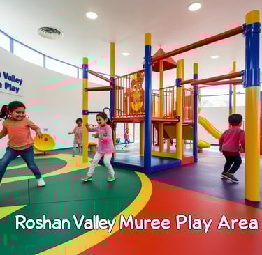 children playing in a play area with a playground area
