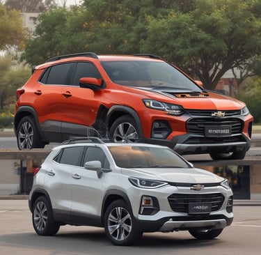 A red sports car parked in front of a building