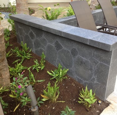 grey stone garden border wall