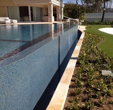 natural stone pool tiling