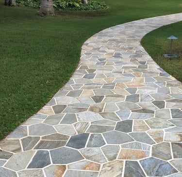 natural travertine stone path