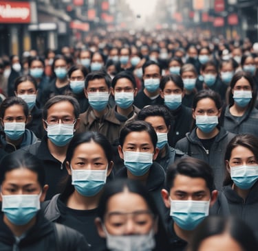 A neatly arranged setup on a white table includes two bottles of spray, one with floral designs, a tin with vintage-style artwork, and a green box. A yellow sticky note with '#SelfCare' and a heart is attached to a mirror. Green leaves add a touch of nature to the scene.