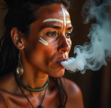 Ritual de Tabaco, mujer fumando.