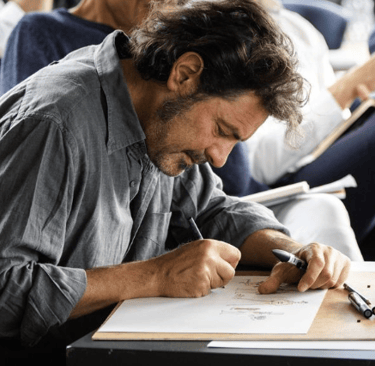 Jacopo Ziliotto while drawing during a live event