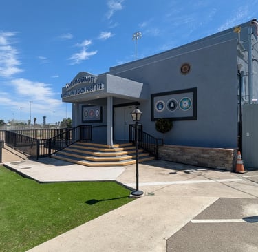 Exterior photo of the James McDermott American Legion Post 172 meeting hall in Tracy CA
