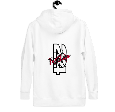 a white hoodie with a red dragon on it
