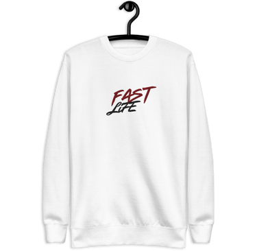a white sweatshirt with the words fast life on it