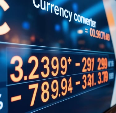 a currency exchange sign in front of a currency exchange