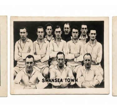 Vintage 1923 Famous Football Teams cards for Hull City and Swansea Town from Pluck magazine.