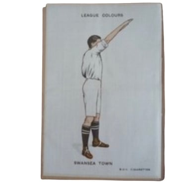 Vintage B.D.V. Cigarettes League Colours trade card featuring a Swansea Town football player in white kit.