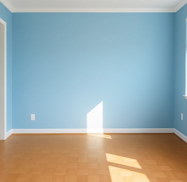 Empty clean, blue room after a tenant moves out