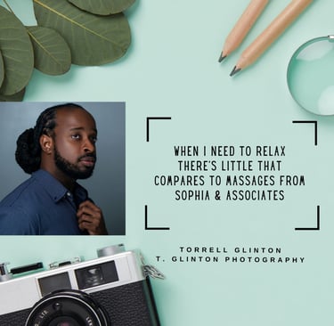 a man with a camera review of massages by sophia