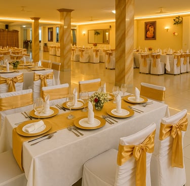 Centro de mesa con rosas blancas y velas decorativas