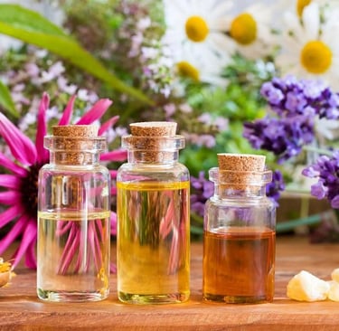 a variety of essential oils for a natural beauty