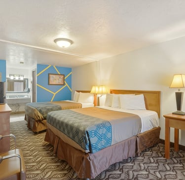 Patriot Stay Hotel Vernal Utah. Double queen room with large tv and kitchenette for workers. lodging