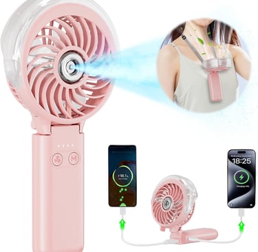 portable misting fan with phone charger