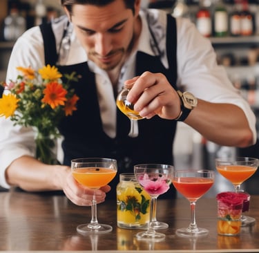 cocktail barman mixing cocktails