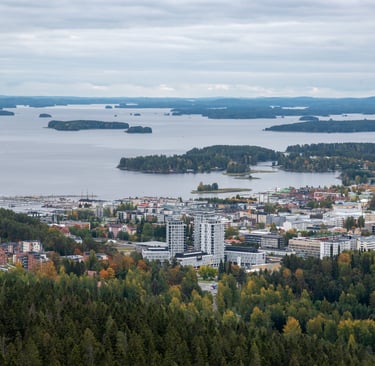 Cityscape of Kuopio from Puijo tower in Eastern finland. Norrthern Savonia