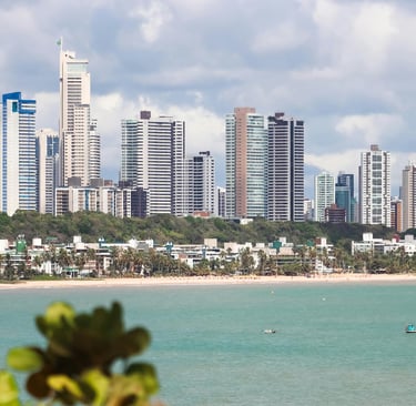 Skyscrapers and houses on the coast of Joao Pessoa in Brazil