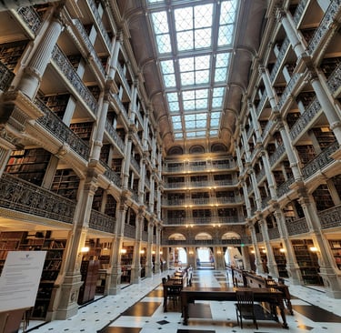The Interior of the George Peabody Library in Baltimore , Maryland , USA
