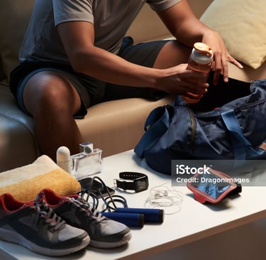 a man packing a gym bag