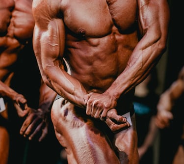 a bodybuilder in competition on stage