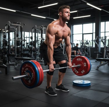 a man in a gym suit is holding a barbell done by Open art Ai
