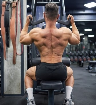 a man doing a back press exercise on a bench