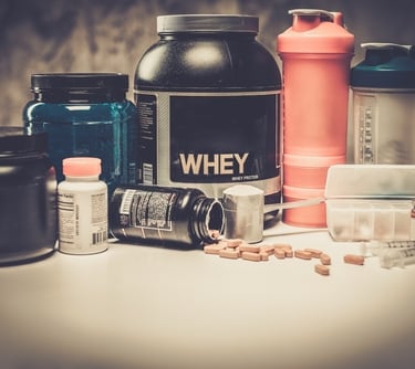 a variety of sports supplements