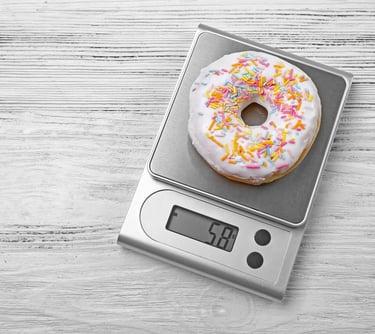 food scale with a doughnut
