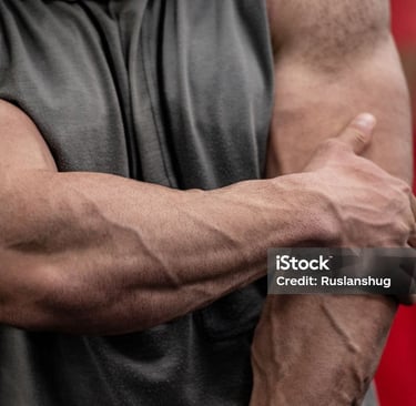 a man with a large arm and arm muscles