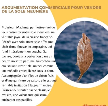 Exemple argumentation commerciale restaurant sole meuniere