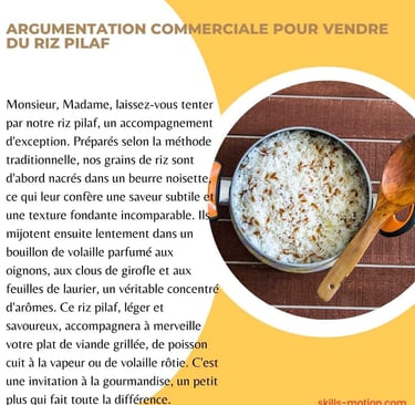 Exemple argumentation commerciale riz pilaf