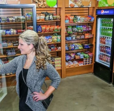 micro market with delicious snacks and drinks