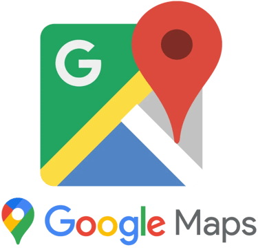 Google Maps app icon and logo with a red location pin over a stylized map background.