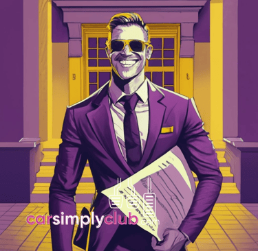 a man in a suit and sunglasses in front of courtroom holding a folder