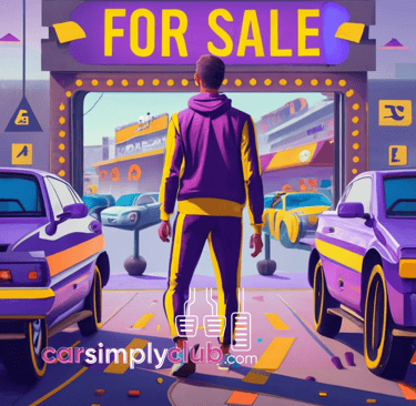 a man walking through a car dealership