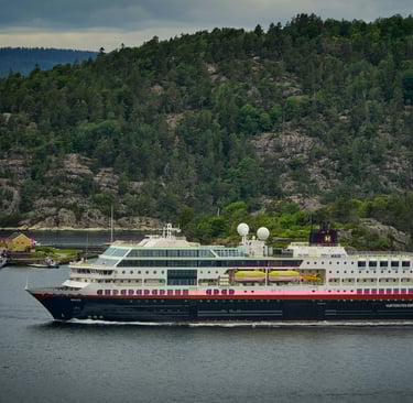 a norwegian fjord cruise in the sea