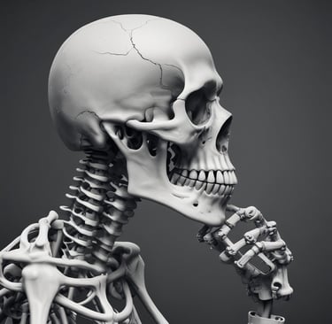greyscale photography of skeleton