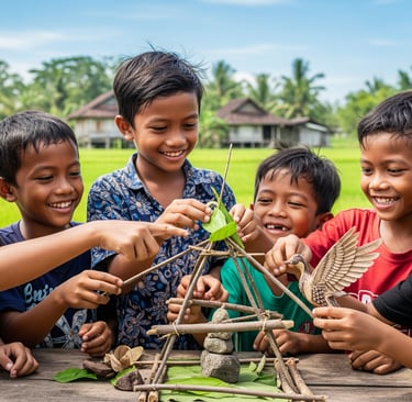 enam orang anak bermain bersama