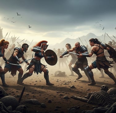 Warring armies depicted for the novel, "Bones of War."