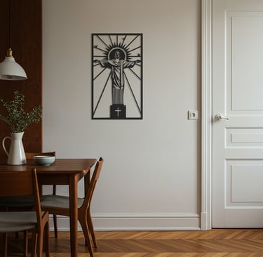 Religious-themed metal wall art, handmade spiritual home decoration