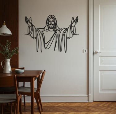 Religious-themed metal wall art, handmade spiritual home decoration