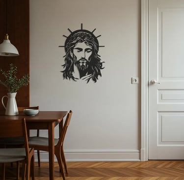 Religious-themed metal wall art, handmade spiritual home decoration