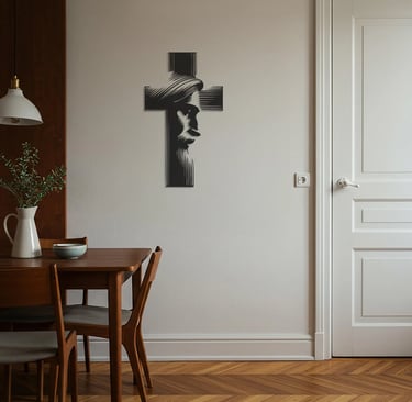Religious-themed metal wall art, handmade spiritual home decoration