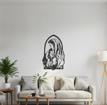 Religious-themed metal wall art, handmade spiritual home decoration