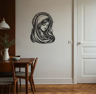 Religious-themed metal wall art, handmade spiritual home decoration
