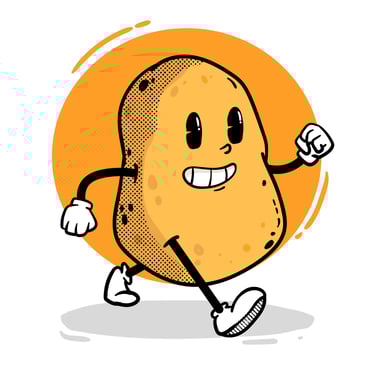 Grappige aardappel cartoon lopend