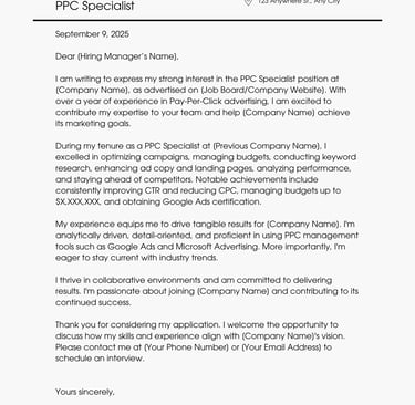 a professional cover letter for a professional resume